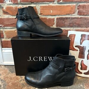 J. Crew Emmett Black Leather Ankle Boots